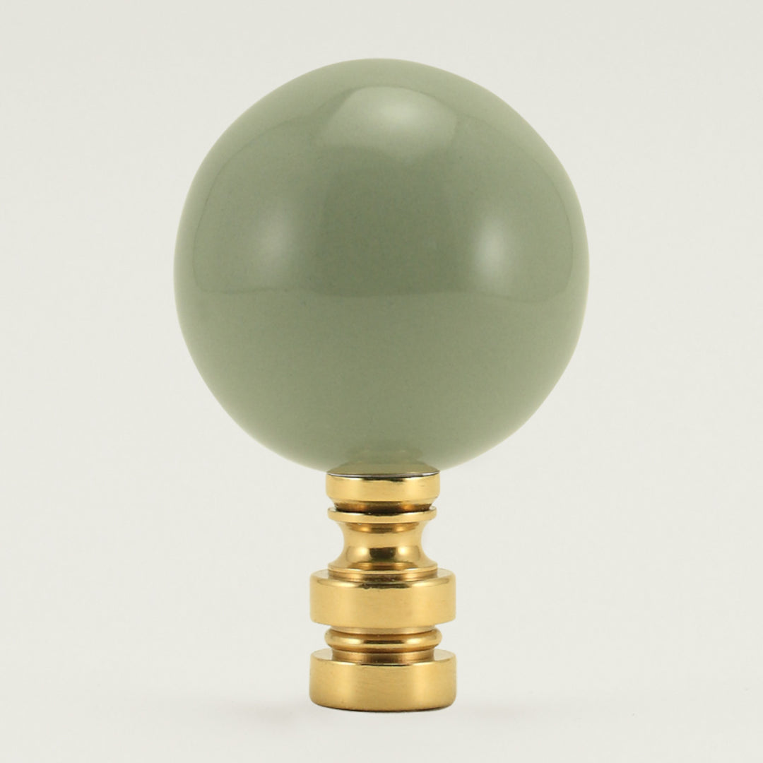40MM SAGE GREEN BALL Finial - Polished Brass