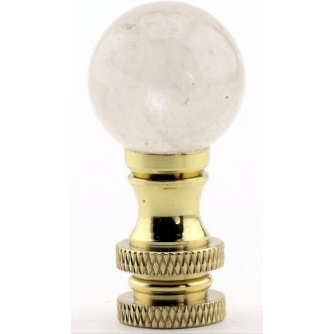 20MM ROCK CRYSTAL Ball Finial - Polished Brass