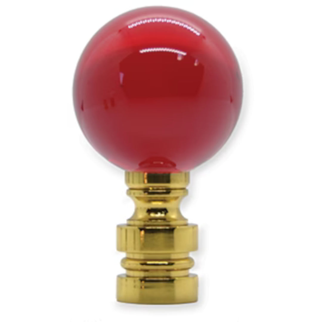 30mm Red Glass Finial - 2" h
