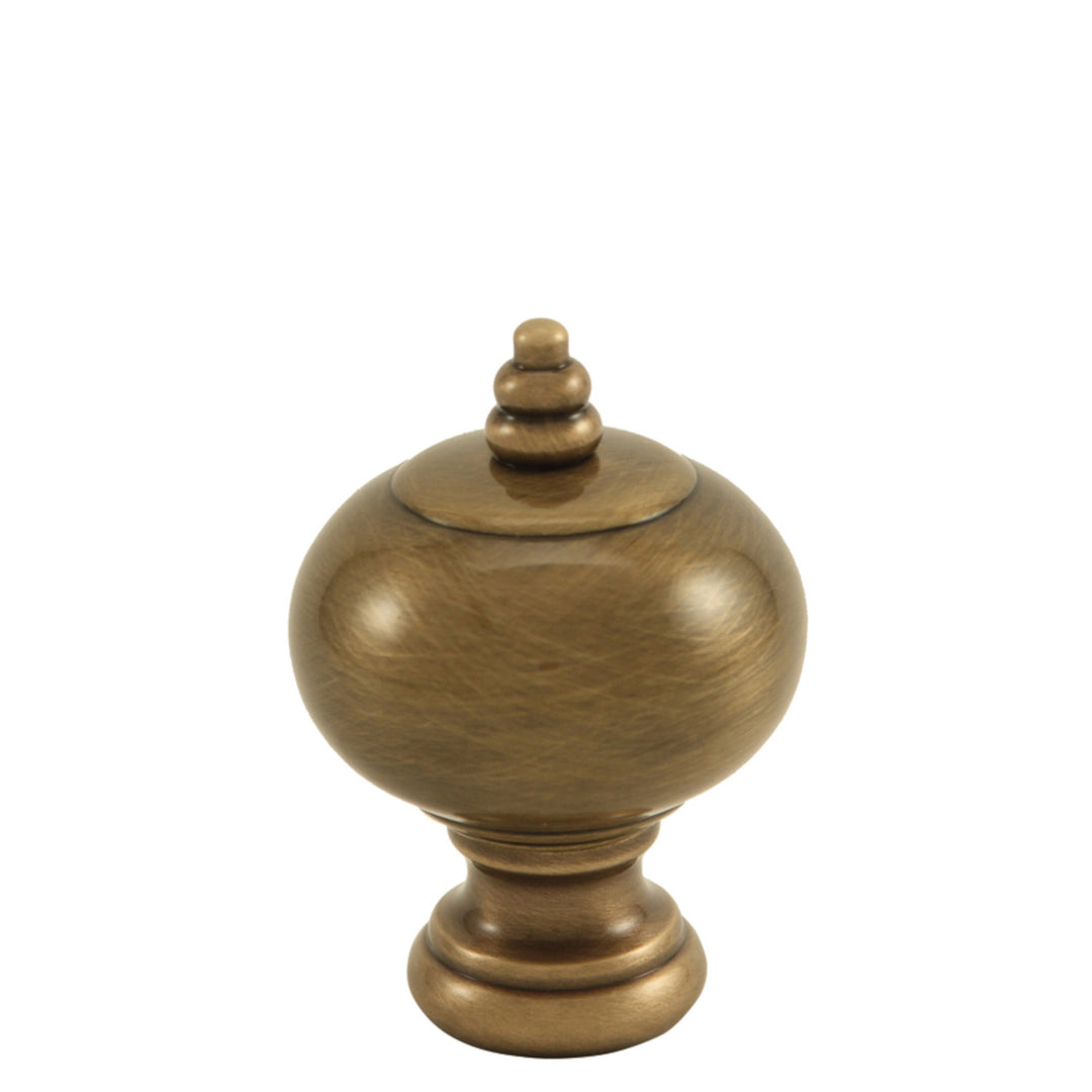 Beaded Ball/Crown Finial - Antiqued Brass