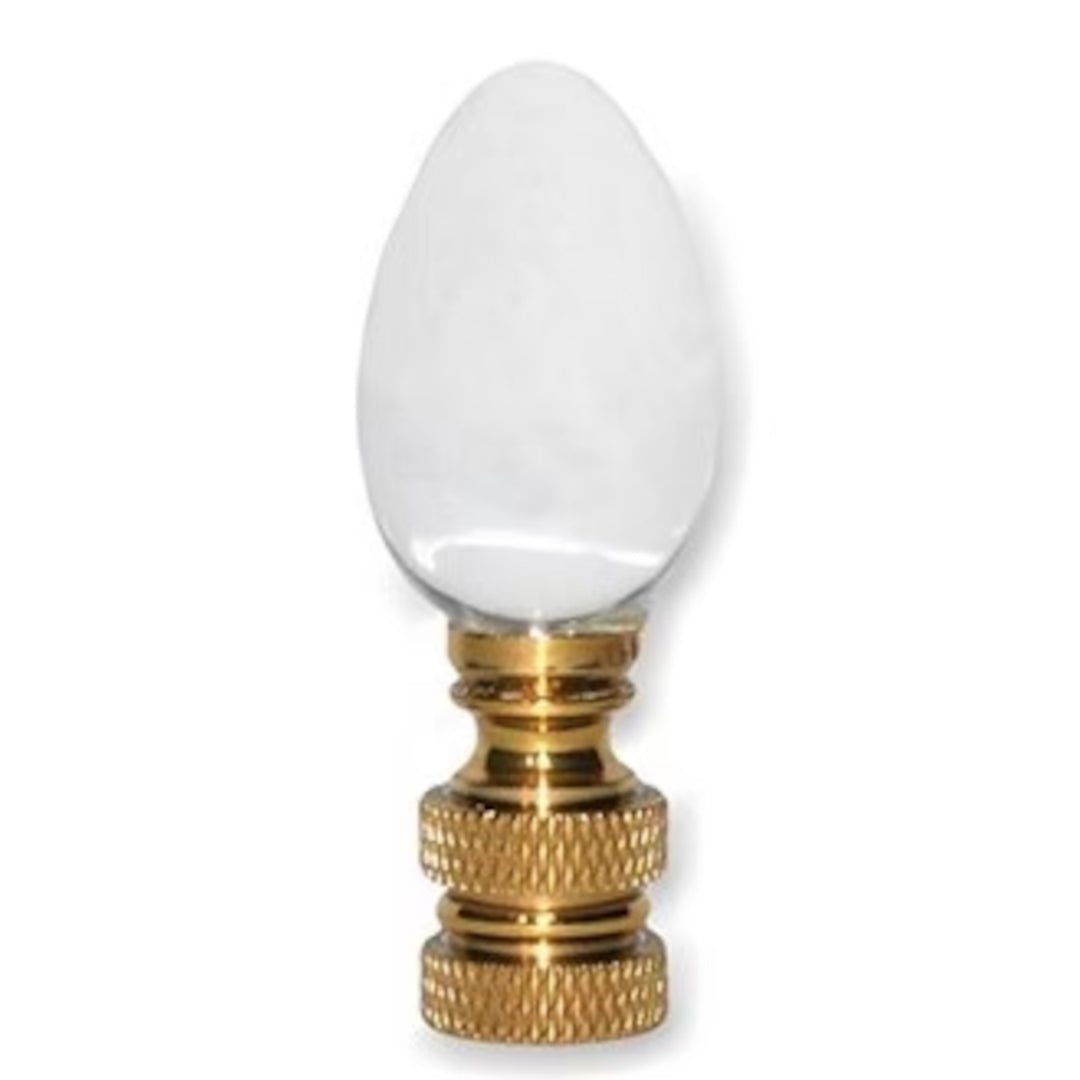 30mm Rock Crystal Egg Finial - Brass