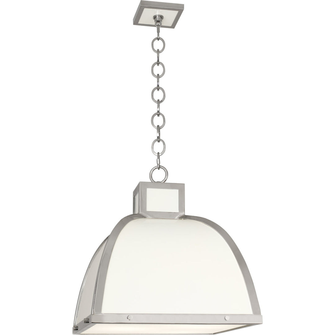 Ranger Pendant in Glossy White Painted Finish with Polished Nickel Accents