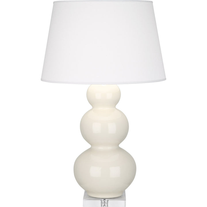 Triple Gourd Table Lamp in Bone Glazed Ceramic with Lucite Base