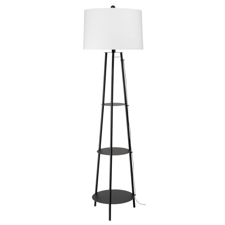 SHELVED FLOOR LAMP - BLACK