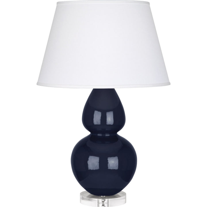 Double Gourd Table Lamp in Midnight Blue Glazed Ceramic with Lucite Base