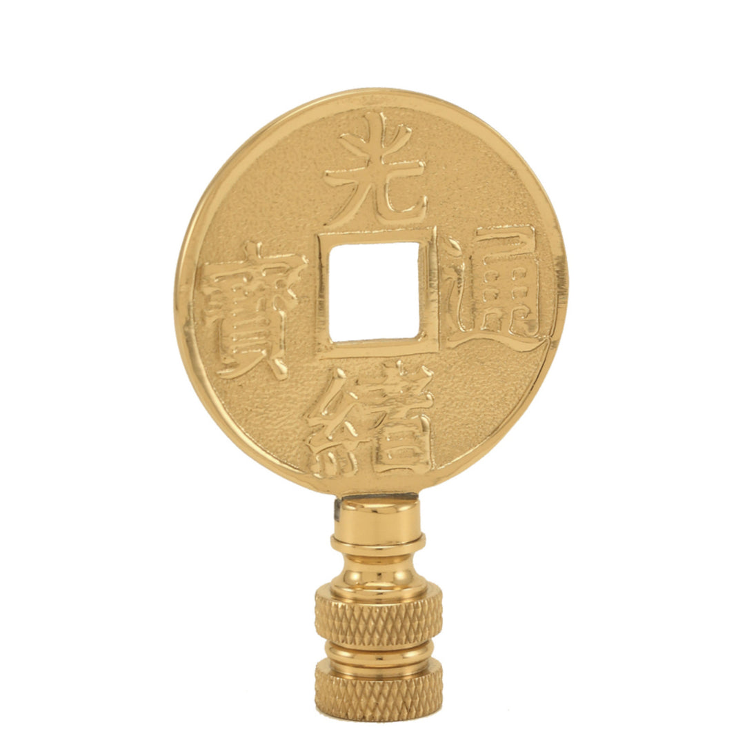 Chinese Coin Finial - Polished Brass
