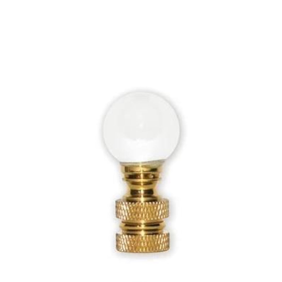 20mm Small Clear Ball Finial - 1½" h Brass