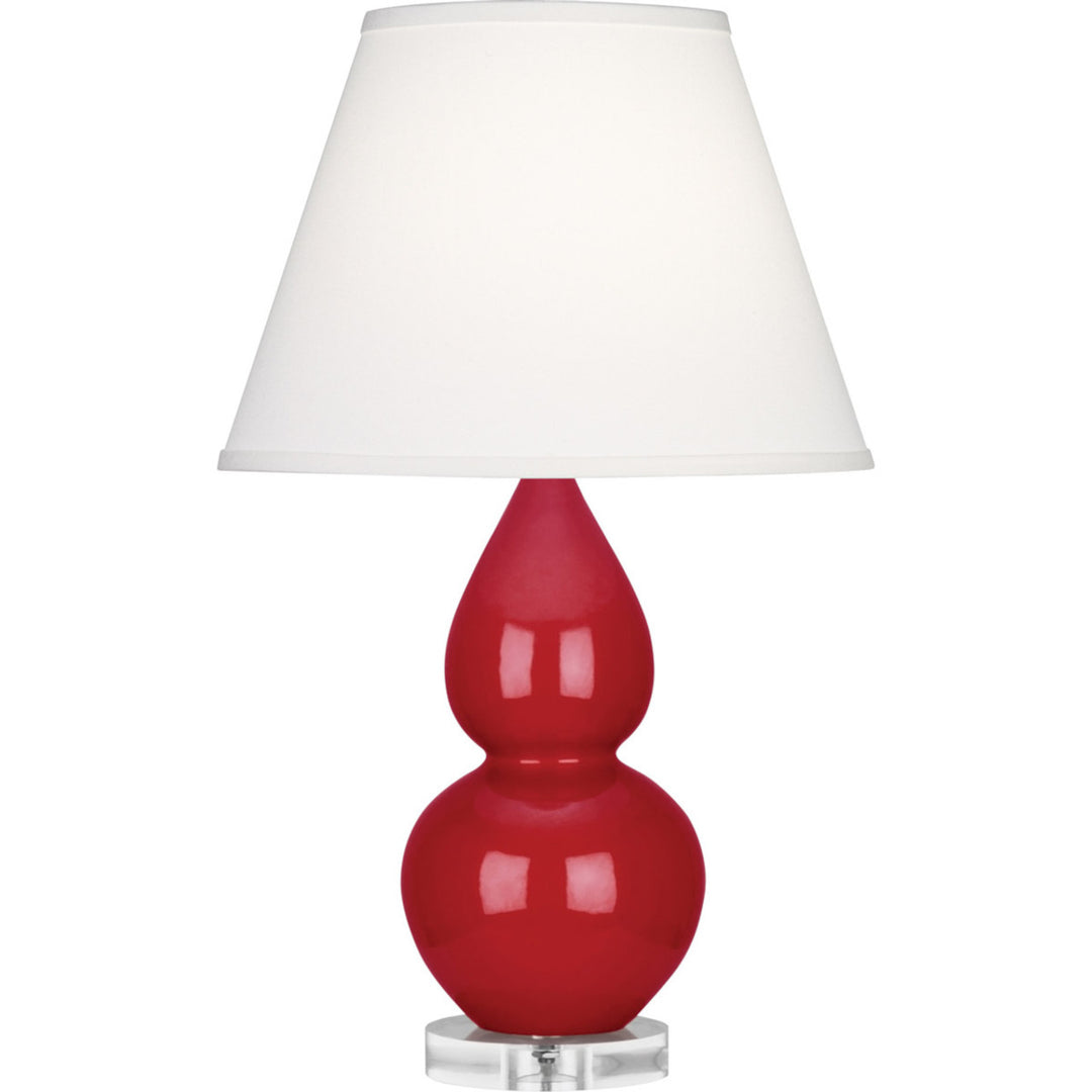 Small Double Gourd Accent Lamp in Ruby Red Glazed Ceramic with Lucite Base