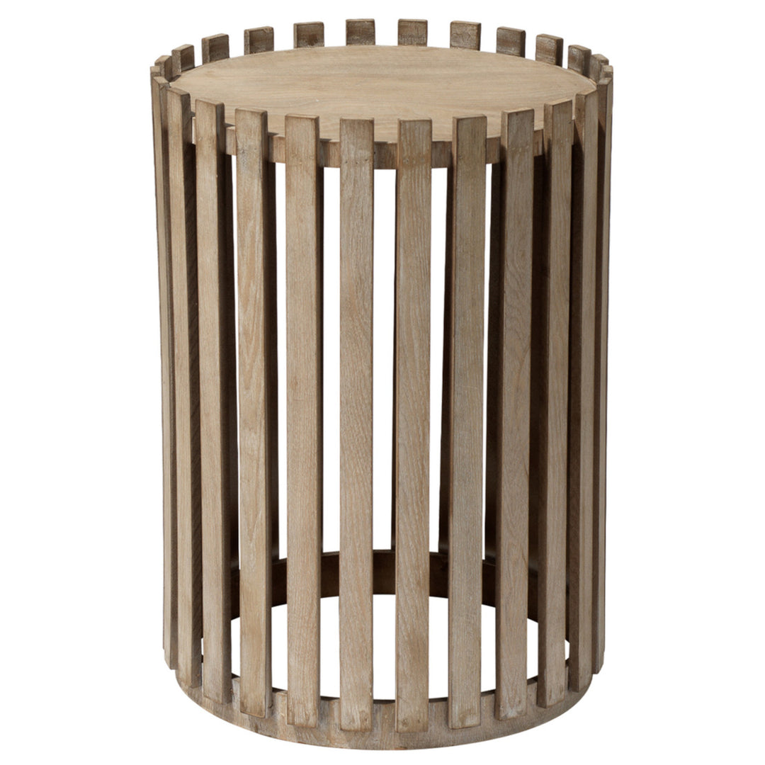 Miles Slatted Round Side Table