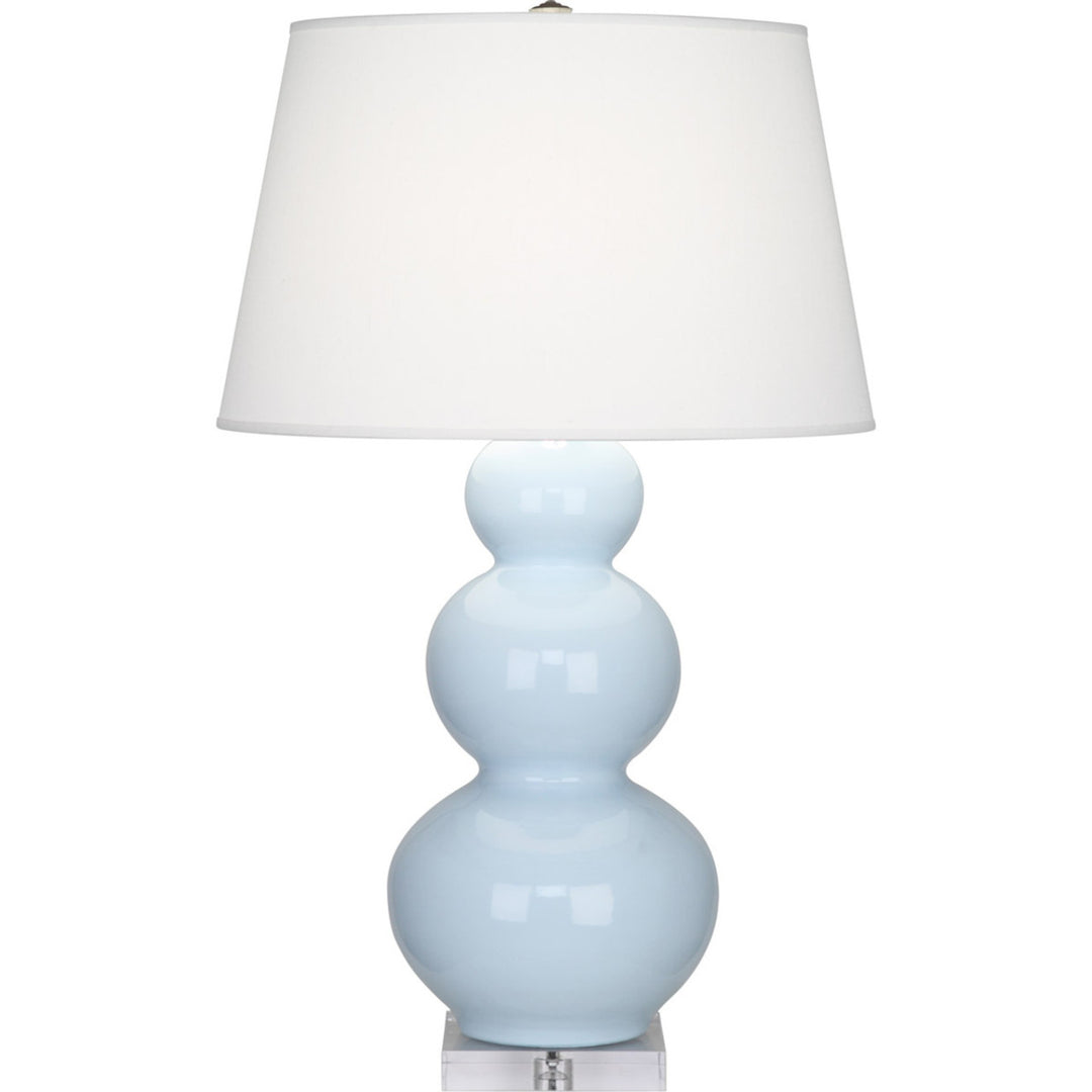 Triple Gourd Table Lamp in Baby Blue Glazed Ceramic with Lucite Base