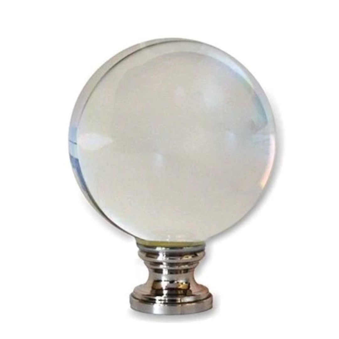 50mm Jumbo Clear Crystal Ball Finial - Polished Nickel
