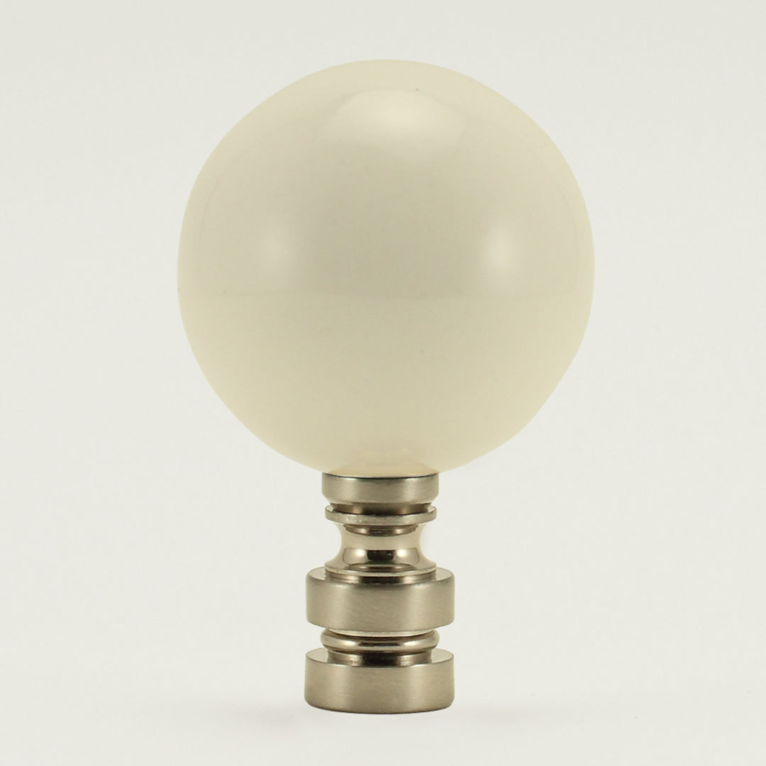 40MM WHITE Ceramic BALL FINIAL - Brushed Nickel Base