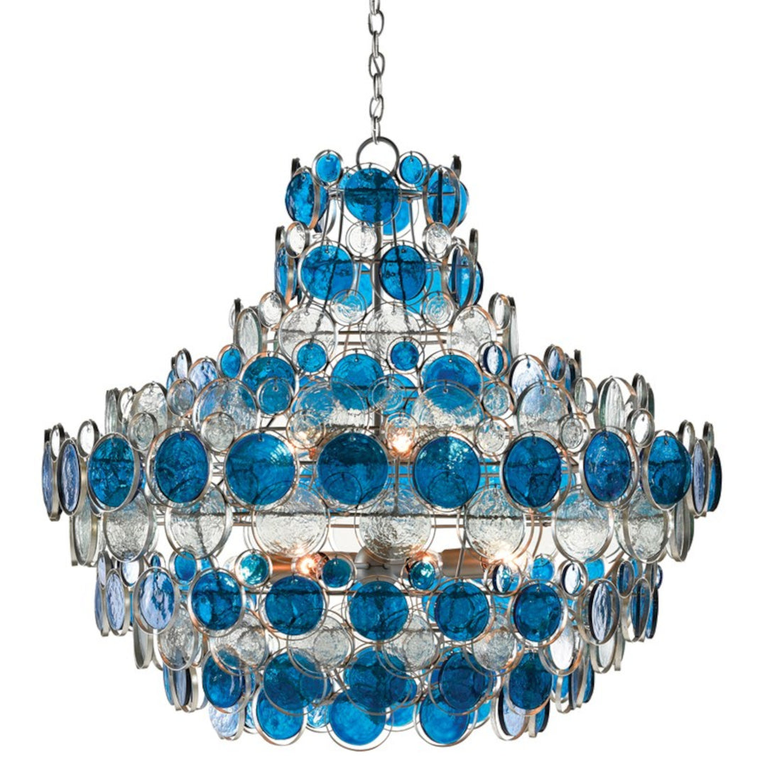 Galahad Large Blue Recycled Glass Chandelier
