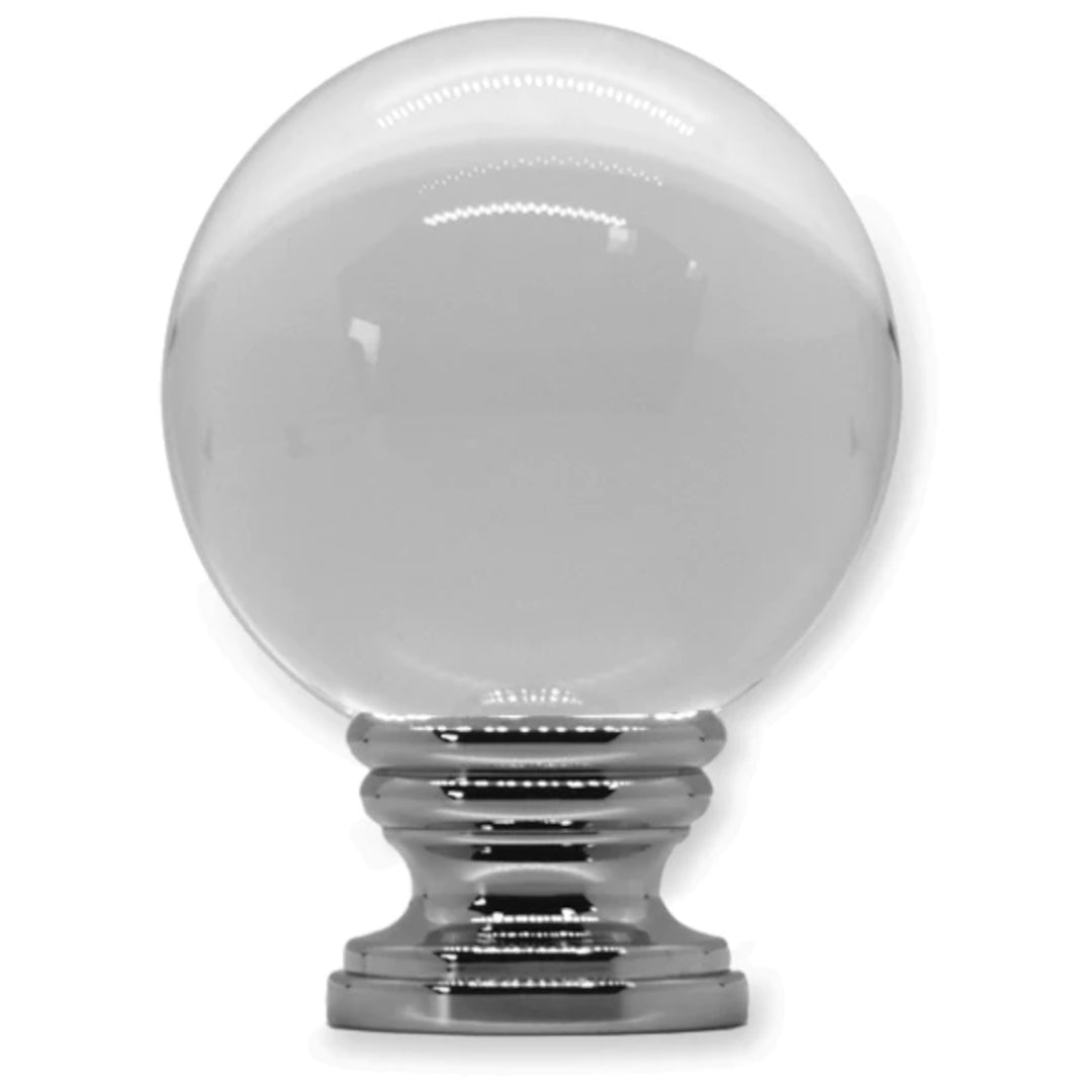 35mm Clear Glass Ball Finial - Polished Nickel
