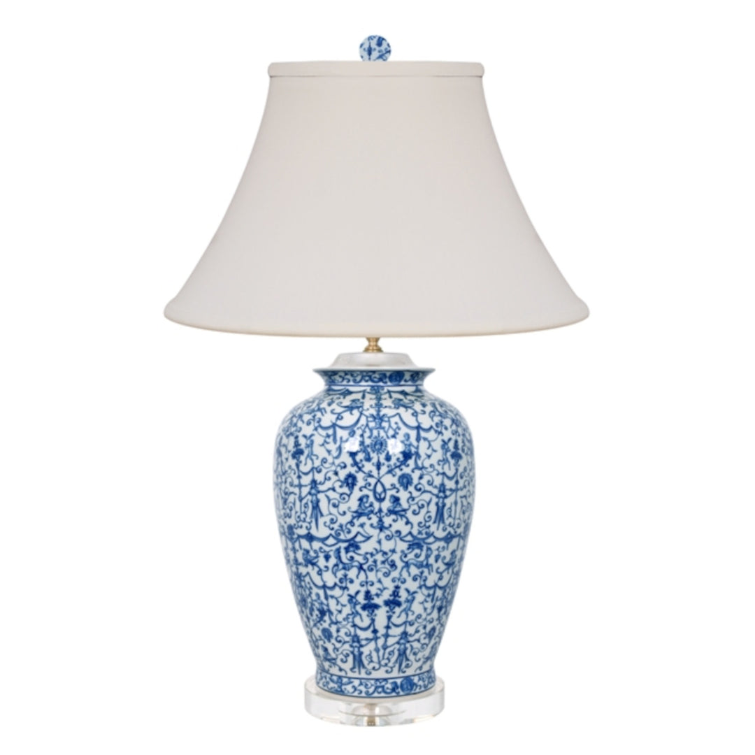 B/W Porcelain Euro Style Vase Lamp (Crystal Base)
